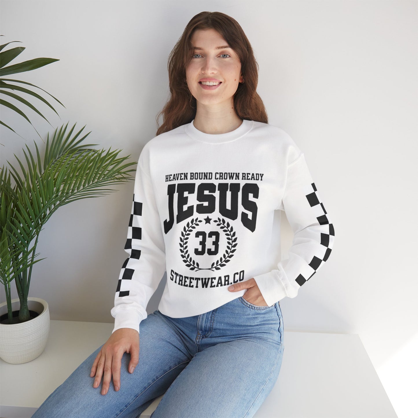Heaven Bound Checkered Crewneck Sweatshirt