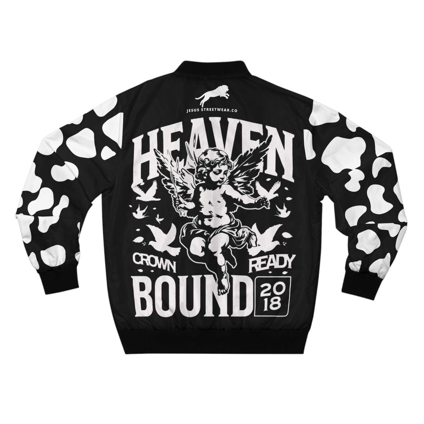 Heaven Bound Bomber Jacket — Cherub Angel Graphic