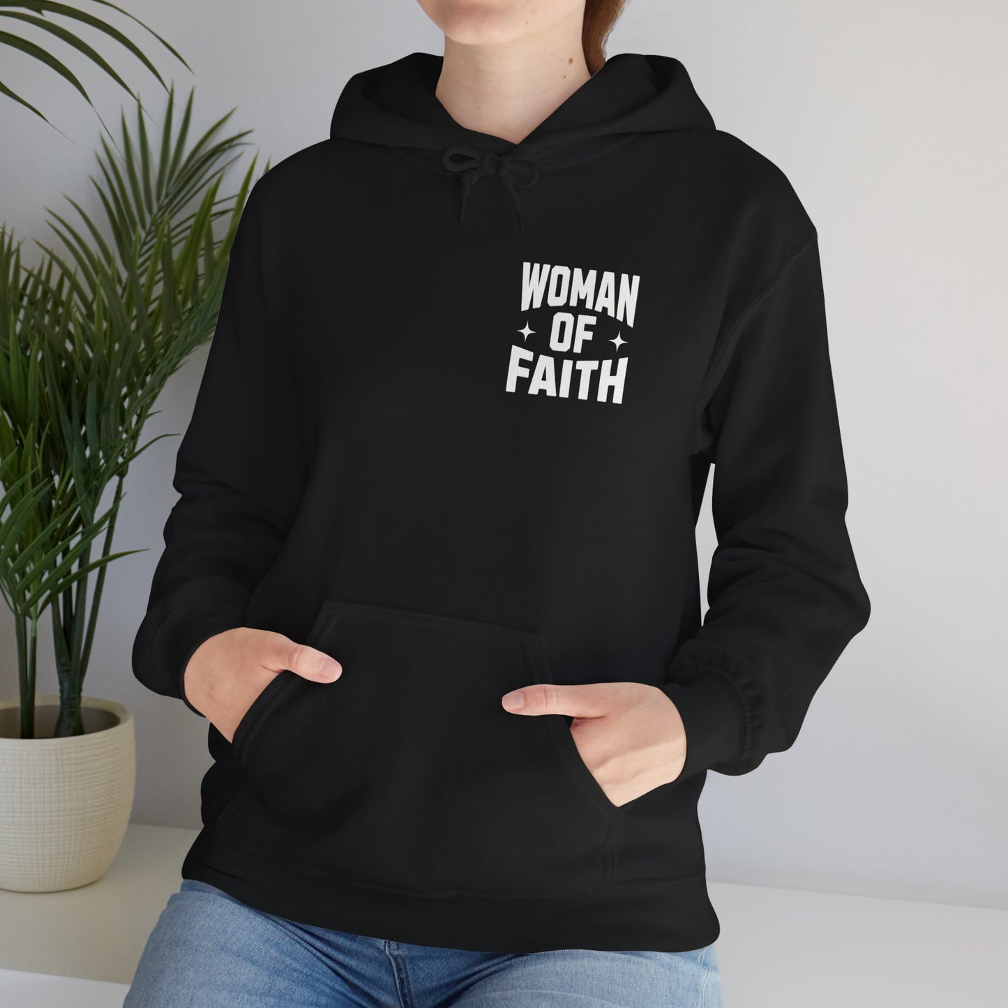 WOMAN OF FAITH-HOODIE (BLACK/WHITE)