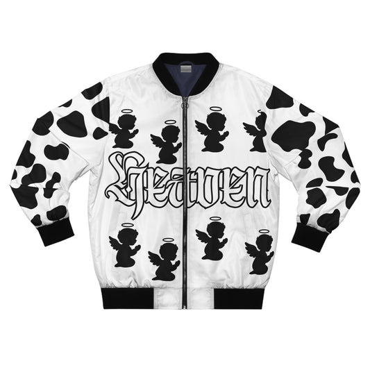 Heaven Bound Bomber Jacket — Black & White Angel Cherub