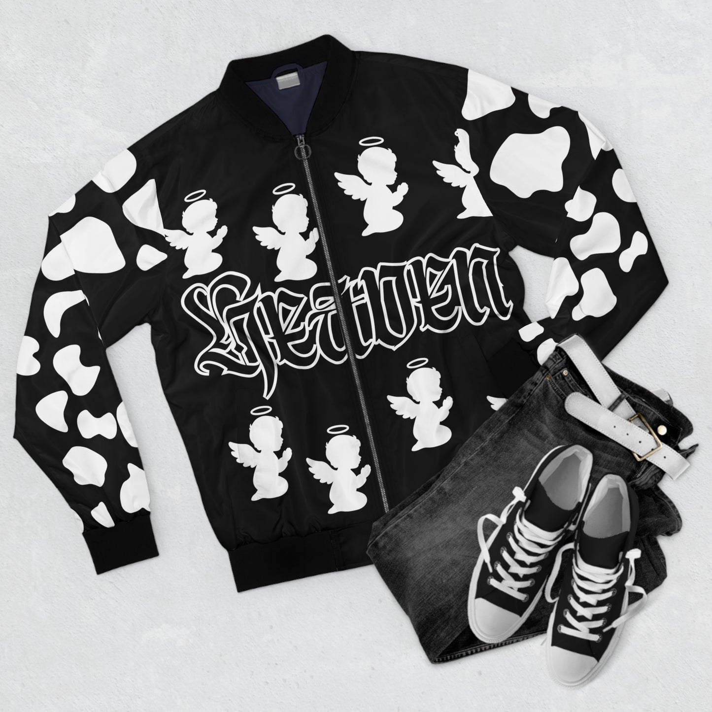 Heaven Bound Bomber Jacket — Cherub Angel Graphic