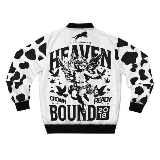 Heaven Bound Bomber Jacket — Black & White Angel Cherub