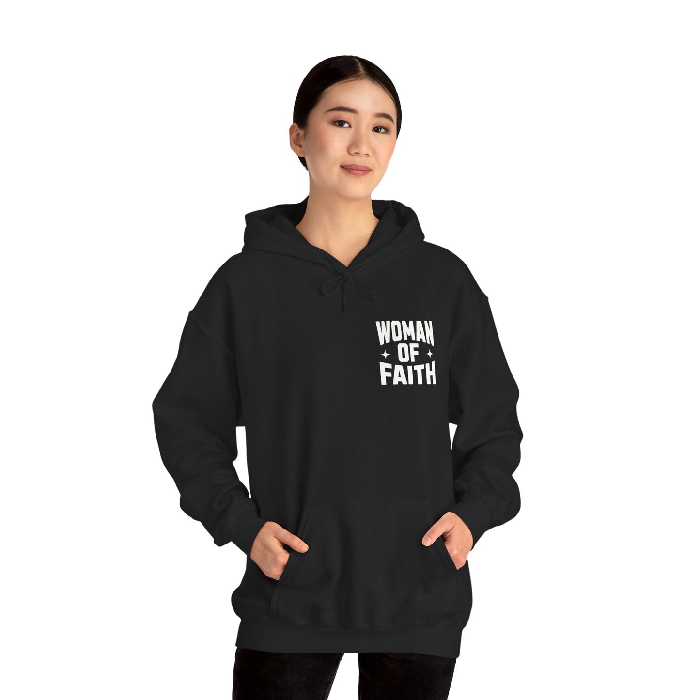 WOMAN OF FAITH-HOODIE (BLACK/WHITE)