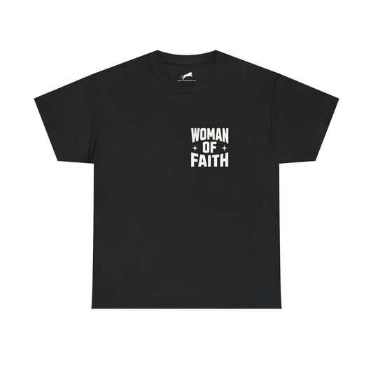 WOMAN OF FAITH-TEE (BLACK/WHITE)