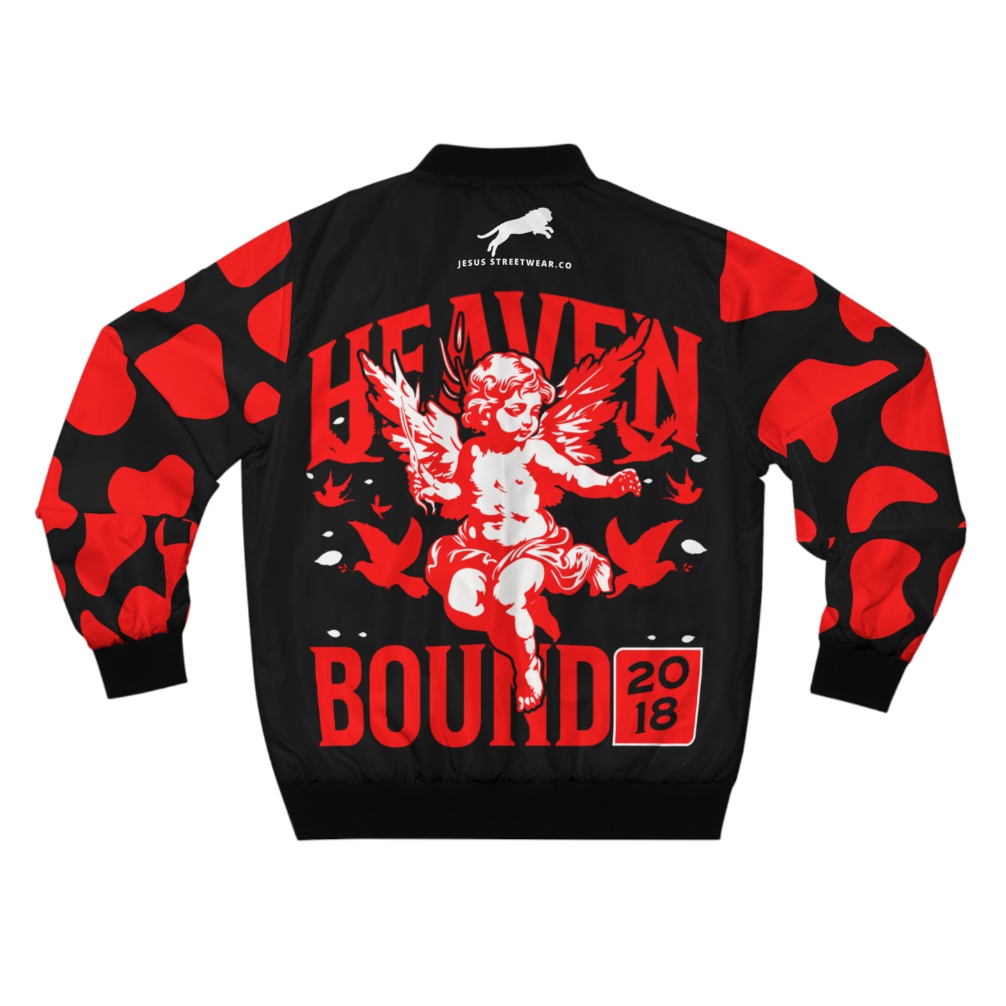 Heaven Bound Bomber Jacket — Red Angel Cherub