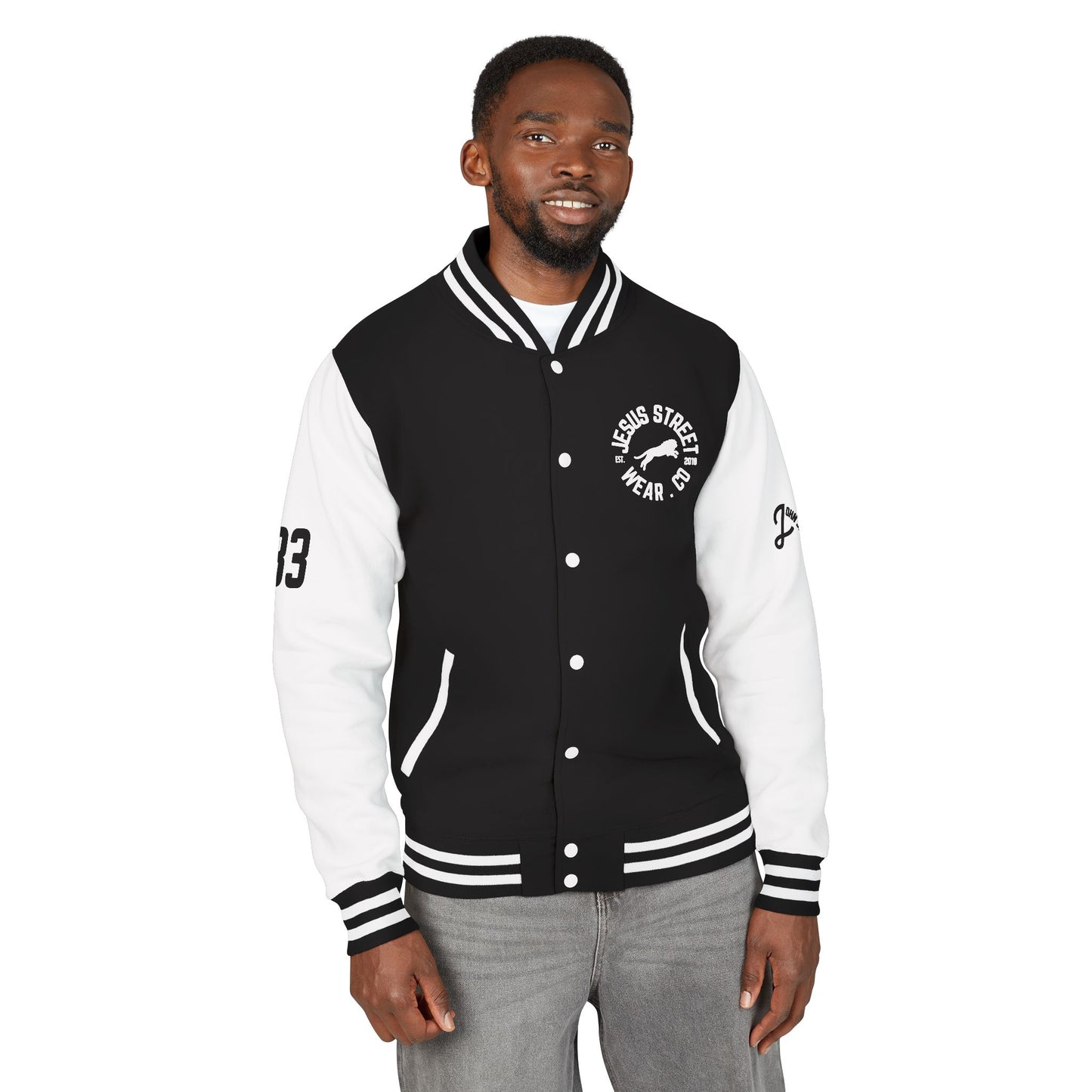 JESUS STREETWEARCO UNIVERSITY- JACKET (BLACK/WHITE)
